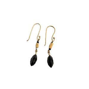 Dangle Earrings Brass Black Acrylic Delicate Artisan